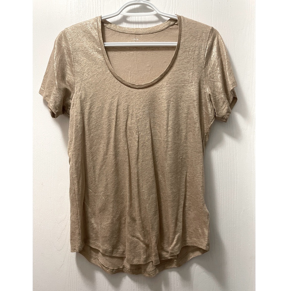 Gold J. Crew Linen T-Shirt Size Small
